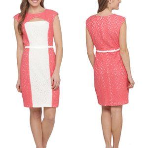 Floral Lace Overlay Cutout Sleeveless Sheath Dress